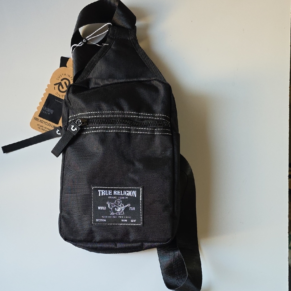 True Religion Black Belt Bag for Men